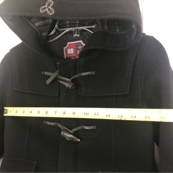 Aritzia TNA Wool Pea Coat Hood Toggle Buttons Zipper Bomber Jacket Wool Military - Picture 14 of 15